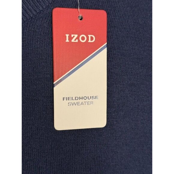 Men's IZOD V-Neck Blue Navy Sweater Size Medium NWT - Picture 2 of 5